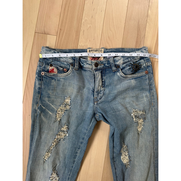 Parasuco Y2K Straight Leg Jeans Rhinestone “Rock Me Baby” Distress 28 - Picture 9 of 14